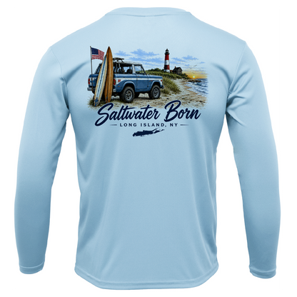 Long Island, NY Saltwater Born Beach Truck Men's Long Sleeve UPF 50+ Dry-Fit Shirt