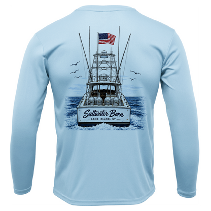 Long Island, NY Saltwater Born Sportfish Men's Long Sleeve UPF 50+ Dry-Fit Shirt