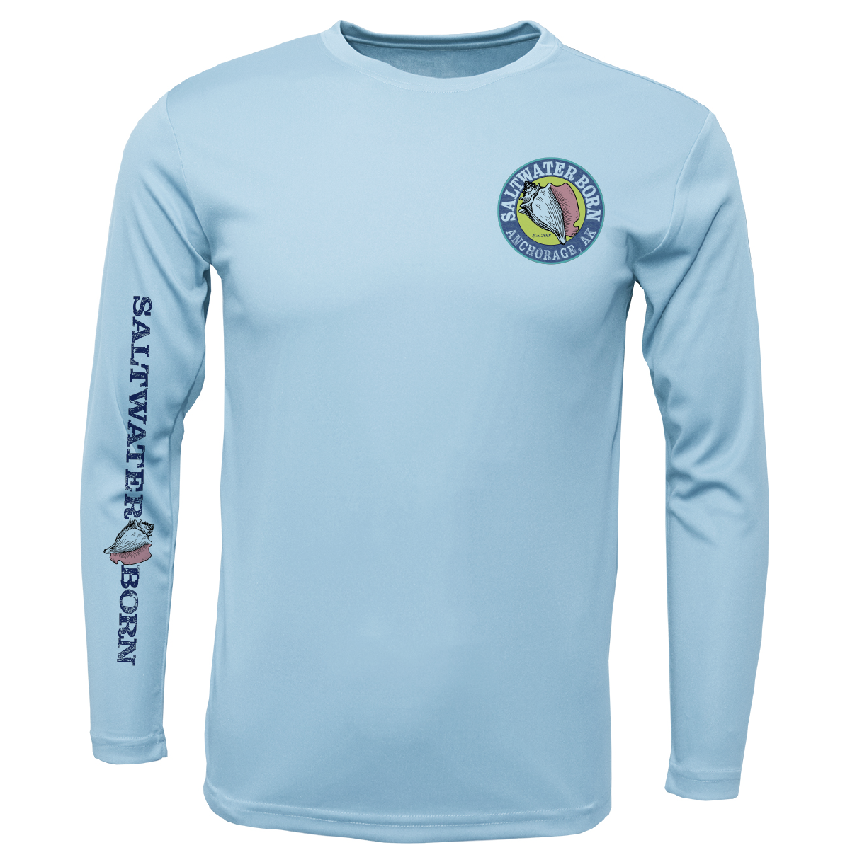 Anchorage, AK Northern Lights Whale Tail Boy's Long Sleeve UPF 50+ Dry-Fit Shirt