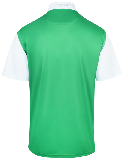 Classic Argyle Mens Golf Polo Shirt - Green, Orange, White by ReadyGOLF