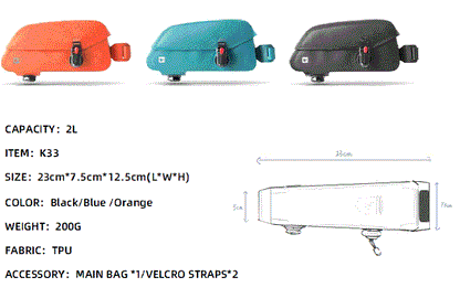 Rhinowalk Waterproof Magnetic Bicycle Top Tube Bag-2L, K33