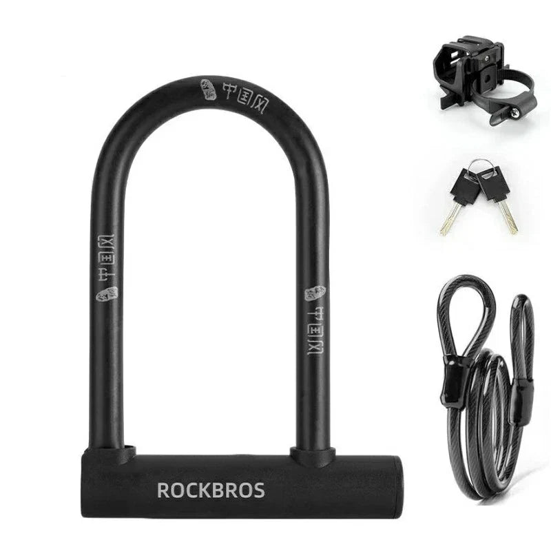 Bike U Lock with 4 ft Cable Heavy Duty Anti Theft with 2 Keys & Bracket