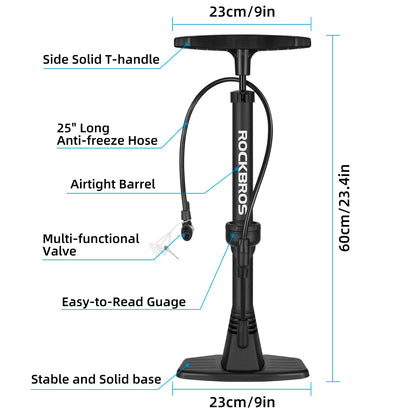 Bike Floor Pump with Gauge High Pressure 160 PSI