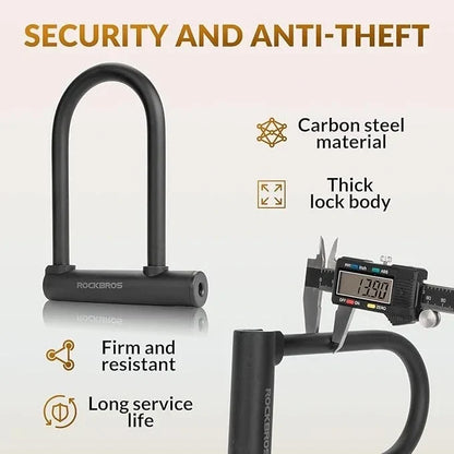 Bike U Lock with 4 ft Cable Heavy Duty Anti Theft with 2 Keys & Bracket