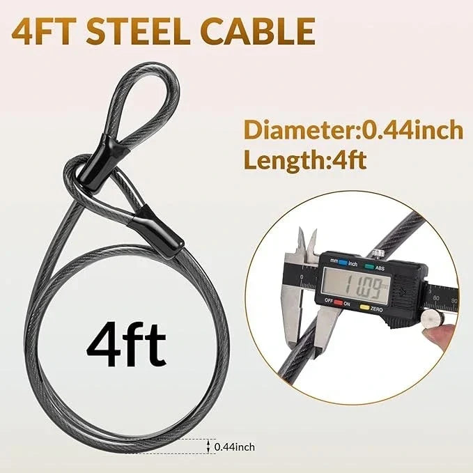 Bike U Lock with 4 ft Cable Heavy Duty Anti Theft with 2 Keys & Bracket