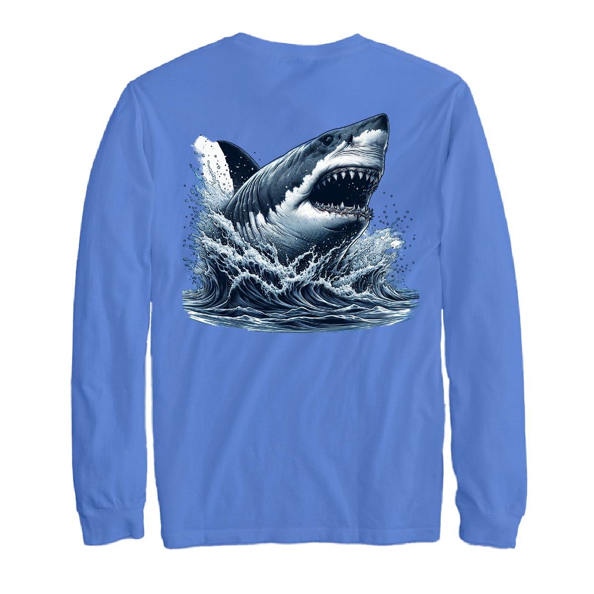 Cape Cod, MA Jaws Men's Cotton Long Sleeve Shirt
