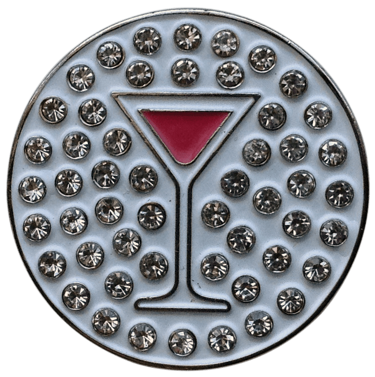 Martini (Pink Cosmopolitan) Ball Marker & Hat Clip with Crystals by ReadyGOLF