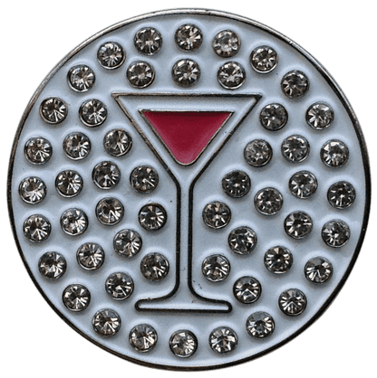 Martini (Pink Cosmopolitan) Ball Marker & Hat Clip with Crystals by ReadyGOLF