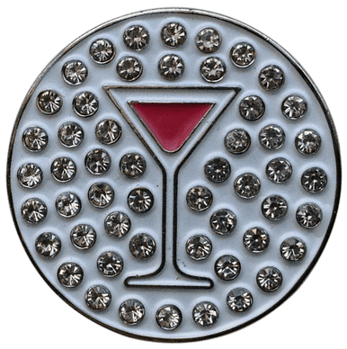 Martini (Pink Cosmopolitan) Ball Marker & Hat Clip with Crystals by ReadyGOLF