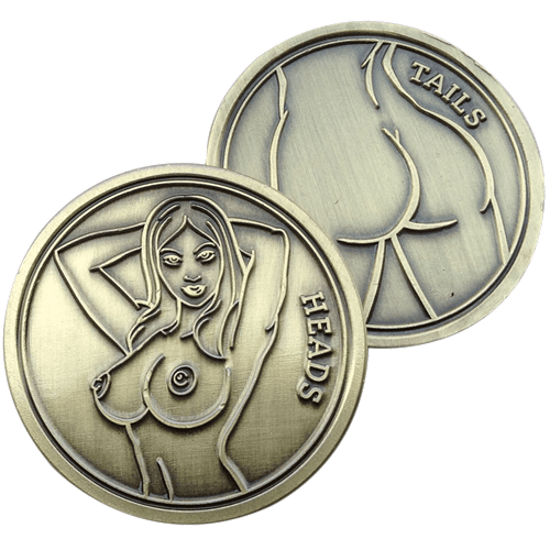 Naked Lady Heads or Tails Flip Coin Ball Marker & Hat Clip by ReadyGOLF