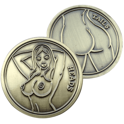 Naked Lady Heads or Tails Flip Coin Ball Marker & Hat Clip by ReadyGOLF