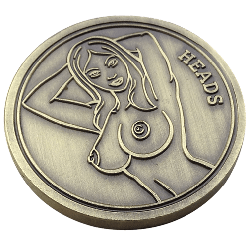 Naked Lady Heads or Tails Flip Coin Ball Marker & Hat Clip by ReadyGOLF