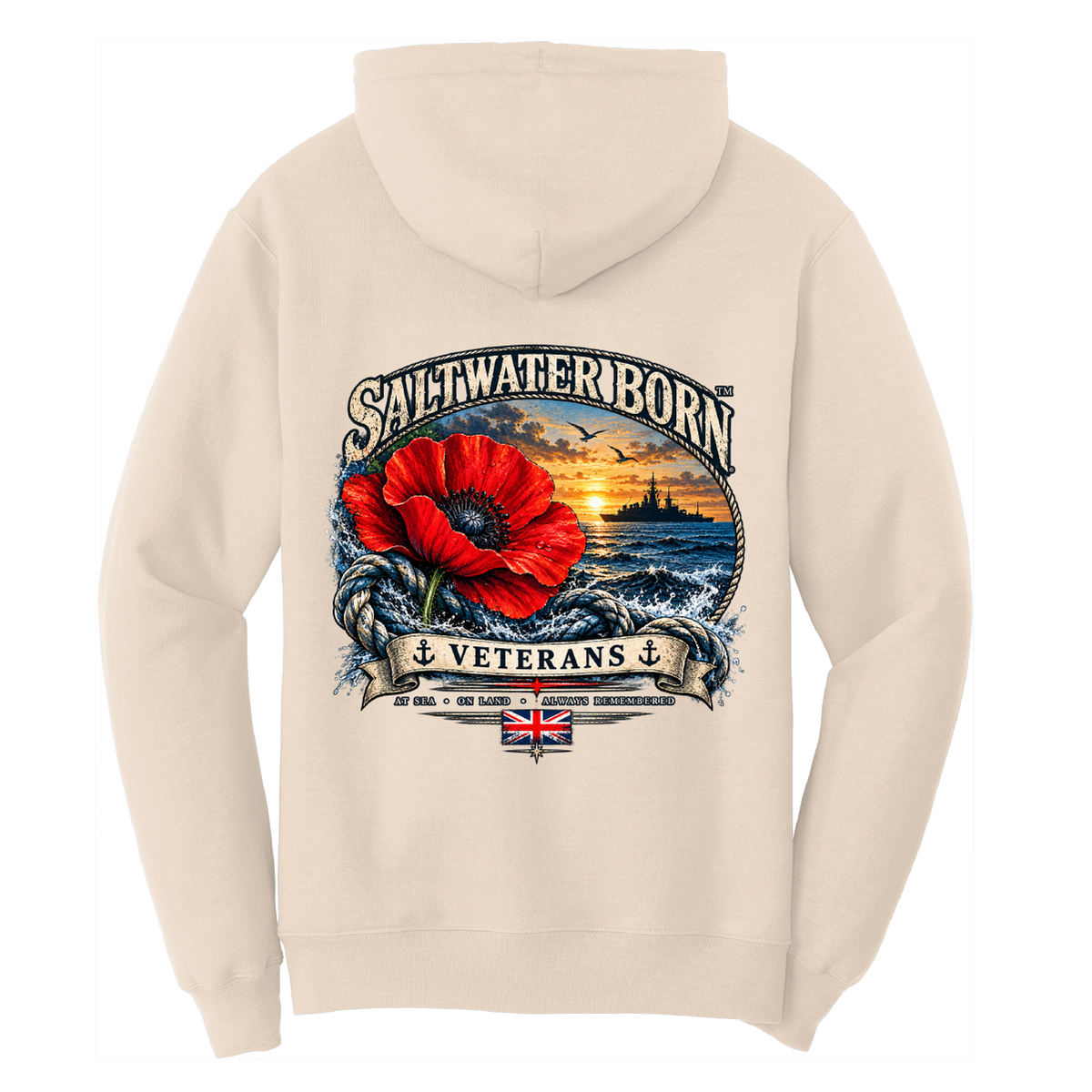 At Sea On Land Always Remembered Men's Cotton Hoodie