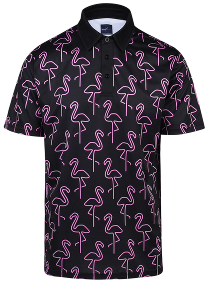 Neon Flamingos Mens Golf Polo Shirt by ReadyGOLF