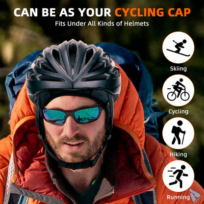 ROCKBROS Winter Cycling Caps for Men Women Windproof Hat with Sun Visor Under Helmet Liner