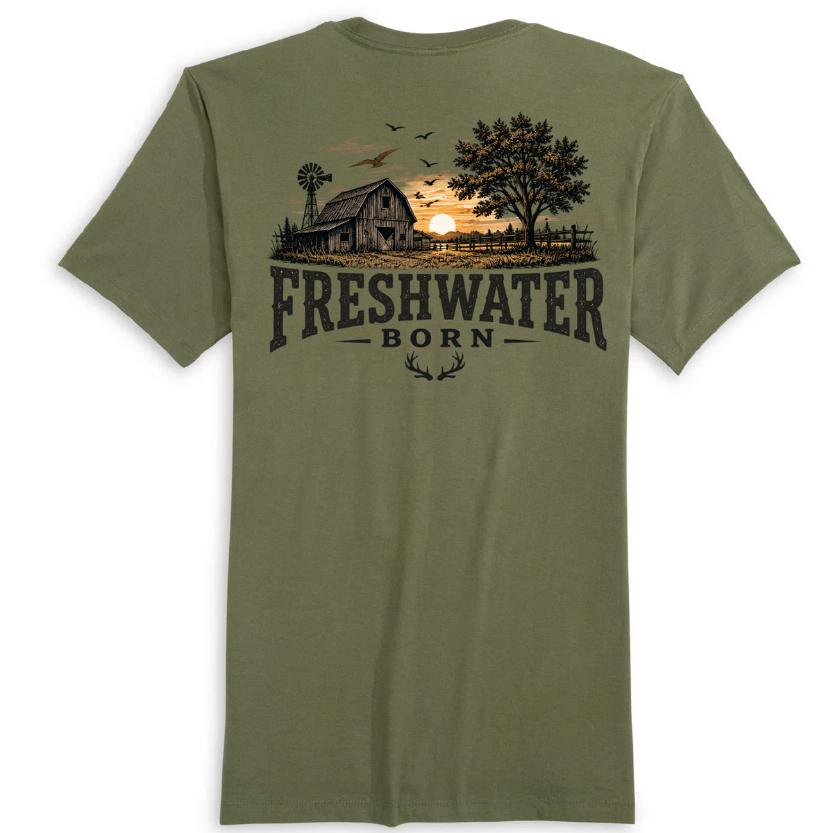 Freshwater Born- Heartland Heritage Men's Cotton Tee