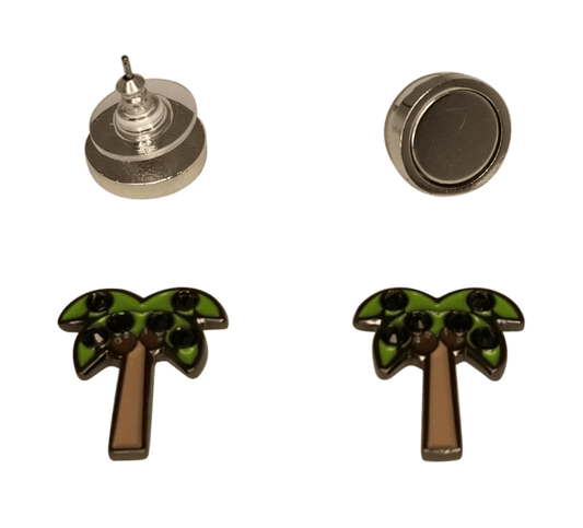 ReadyGolf: Palm Tree with Crystals Ball Marker Earrings