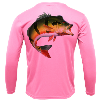 Florida Freshwater Born Peacock Bass Girl's Long Sleeve UPF 50+ Dry-Fit Shirt