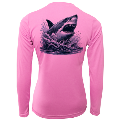 Cape Cod, MA Jaws Women's Long Sleeve UPF 50+ Dry-Fit Shirt