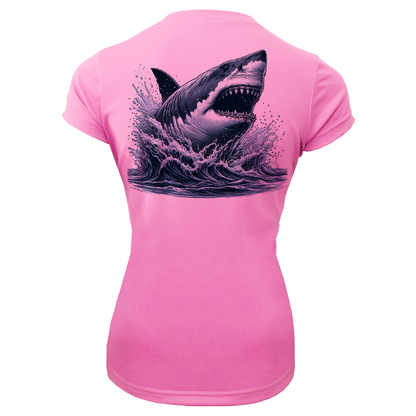 Cape Cod, MA Jaws Women's Short Sleeve UPF 50+ Dry-Fit Shirt