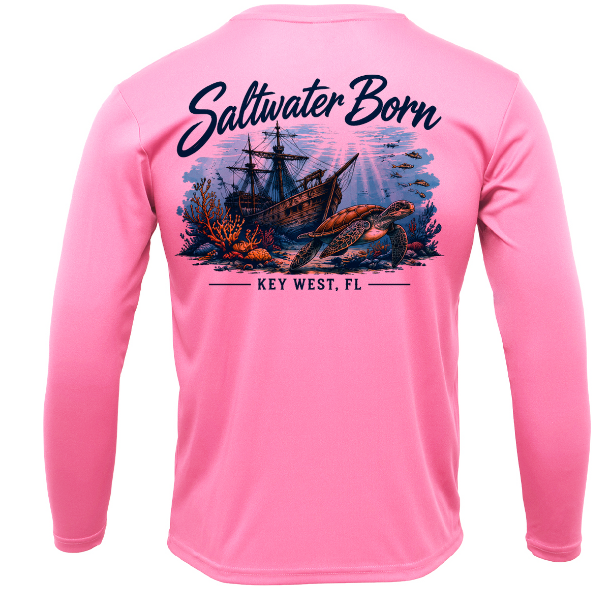Key West, FL Sunken Pirate Ship Men's Long Sleeve UPF 50+ Dry-Fit Shirt