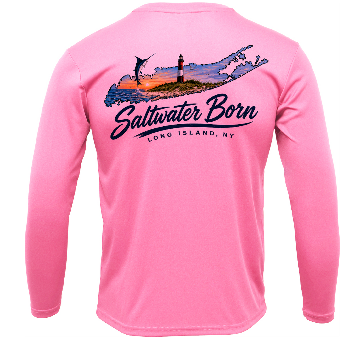 Long Island, NY Geography Men's Long Sleeve UPF 50+ Dry-Fit Shirt