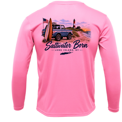 Long Island, NY Saltwater Born Beach Truck Men's Long Sleeve UPF 50+ Dry-Fit Shirt