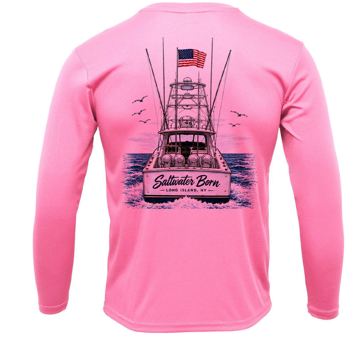 Long Island, NY Saltwater Born Sportfish Men's Long Sleeve UPF 50+ Dry-Fit Shirt