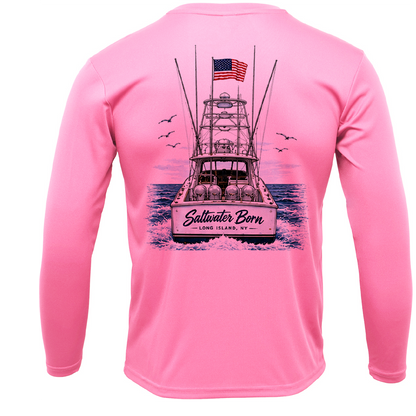 Long Island, NY Saltwater Born Sportfish Men's Long Sleeve UPF 50+ Dry-Fit Shirt