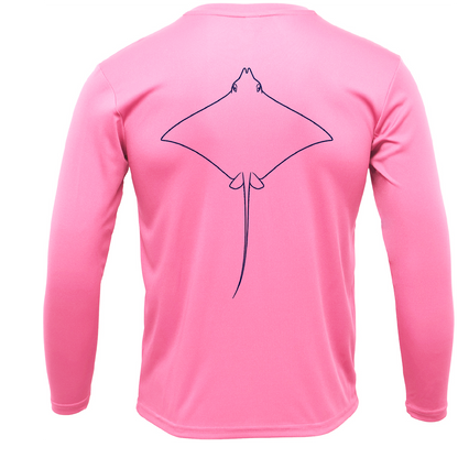 Eagle Ray Outline Men's Long Sleeve UPF 50+ Dry-Fit Shirt