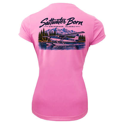 Anchorage, AK Bush Plane Women's Short Sleeve UPF 50+ Dry-Fit Shirt