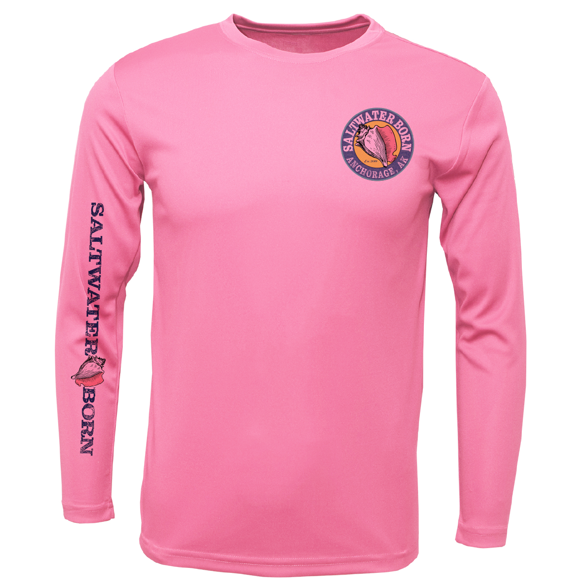 Anchorage, AK Northern Lights Whale Tail Boy's Long Sleeve UPF 50+ Dry-Fit Shirt