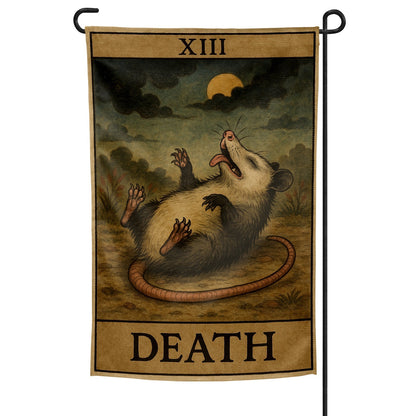 Possum Playing Death Tarot Garden Flag