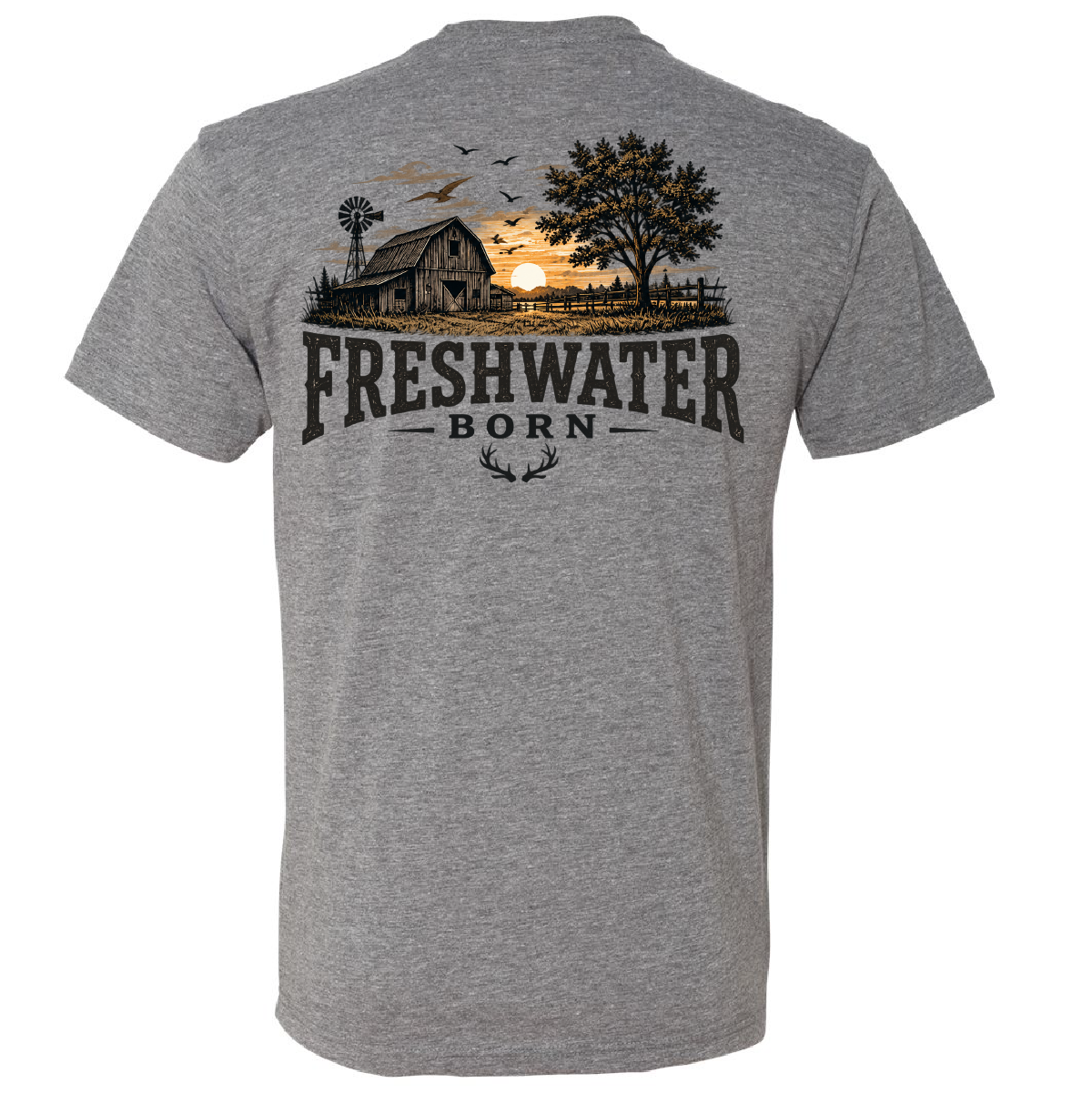 Freshwater Born- Heartland Heritage Men's Triblend Tee