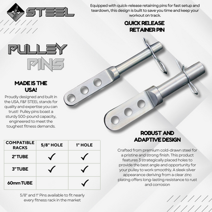 Rack Pulley Pin - Fits 2" & 3" Racks With 5/8" or 1" Hole
