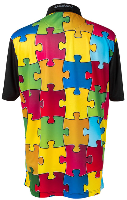 Puzzled Mens Golf Polo Shirt by ReadyGOLF