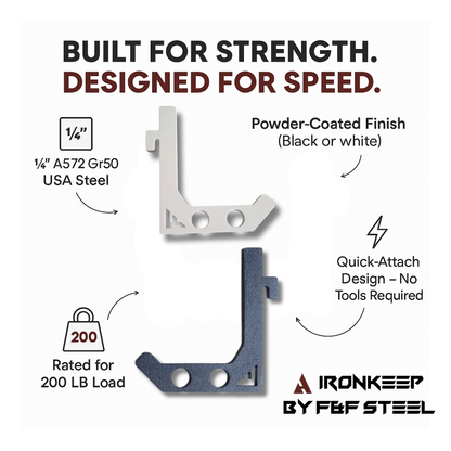 IronKeep QuickHang Storage Hook – ¼” USA Steel Quick-Attach Rack Hook for Weight Plates, Bands & Cable Attachments