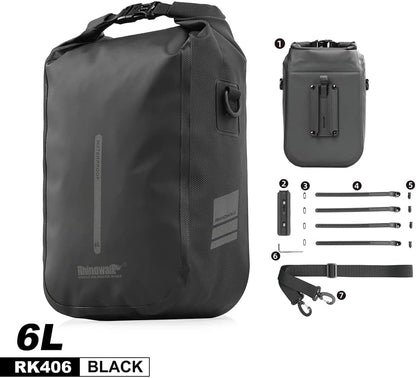 Rhinowalk Waterproof Quick Release Fork Bag-RK406 6L,Pannier Bag, Saddle Bag, Shoulder Bag