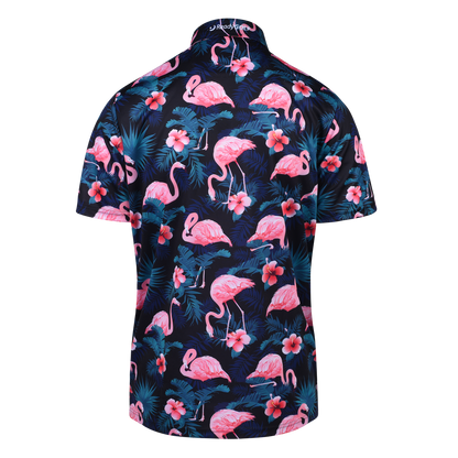 Midnight Flamingos Mens Golf Polo Shirt by ReadyGOLF