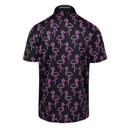 Neon Flamingos Mens Golf Polo Shirt by ReadyGOLF