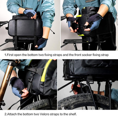 Rhinowalk Trunk Bag Bike Pannier Bag 17L for Bicycle Cargo Rack Saddle Bag Shoulder Bag Laptop Pannier Rack RK19666 17L