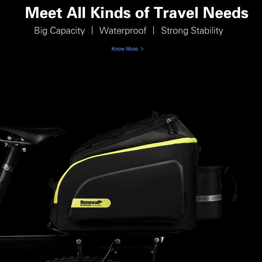 Rhinowalk Trunk Bag Bike Pannier Bag 17L for Bicycle Cargo Rack Saddle Bag Shoulder Bag Laptop Pannier Rack RK19666 17L