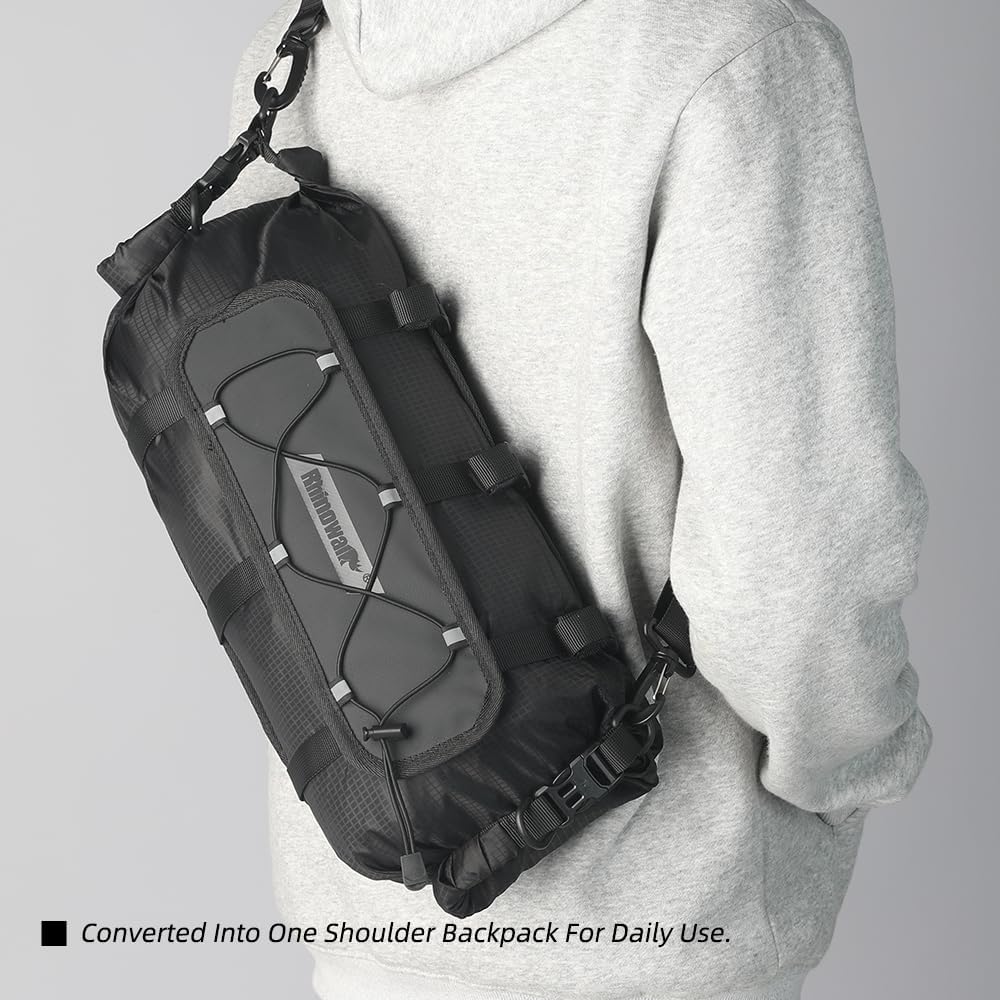 Rhinowalk Handlebar Bag Bicycle Front Bag Lightweight Waterproof Roll Bag 12L with Shoulder Strap RK9300