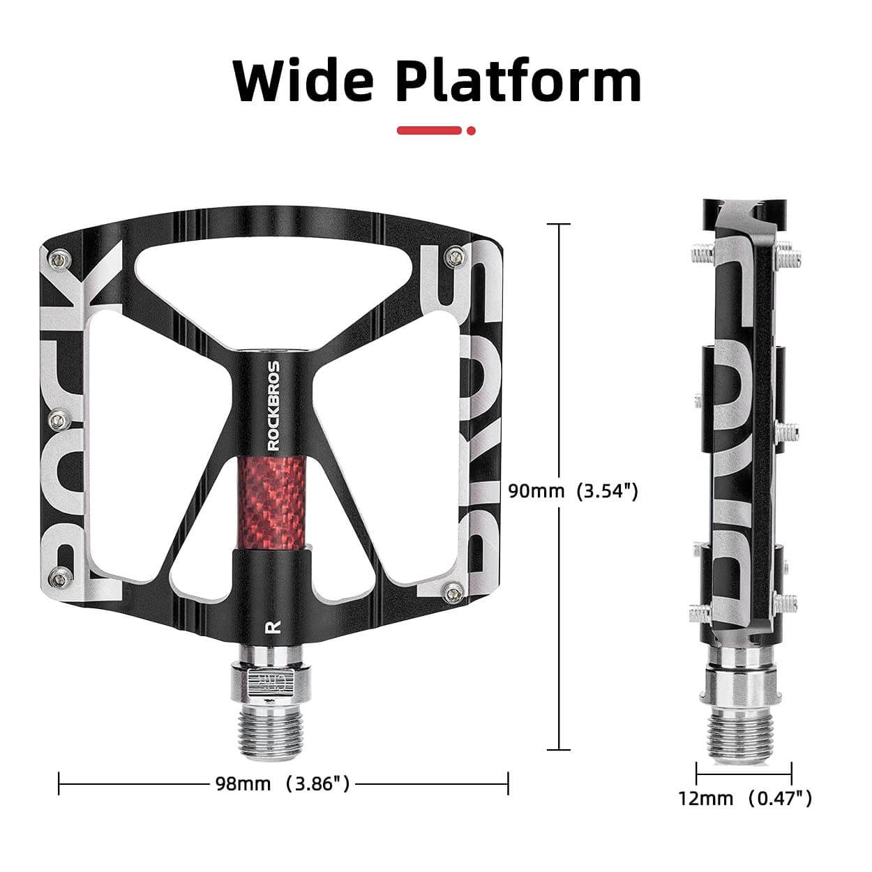 ROCKBROS Aluminum Bike Pedals Non-Slip 9/16 Platform MTB Pedals