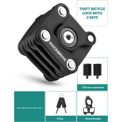 ROCKBROS Folding Bike Lock Anti-theft Alloy Lock with Mounting Bracket