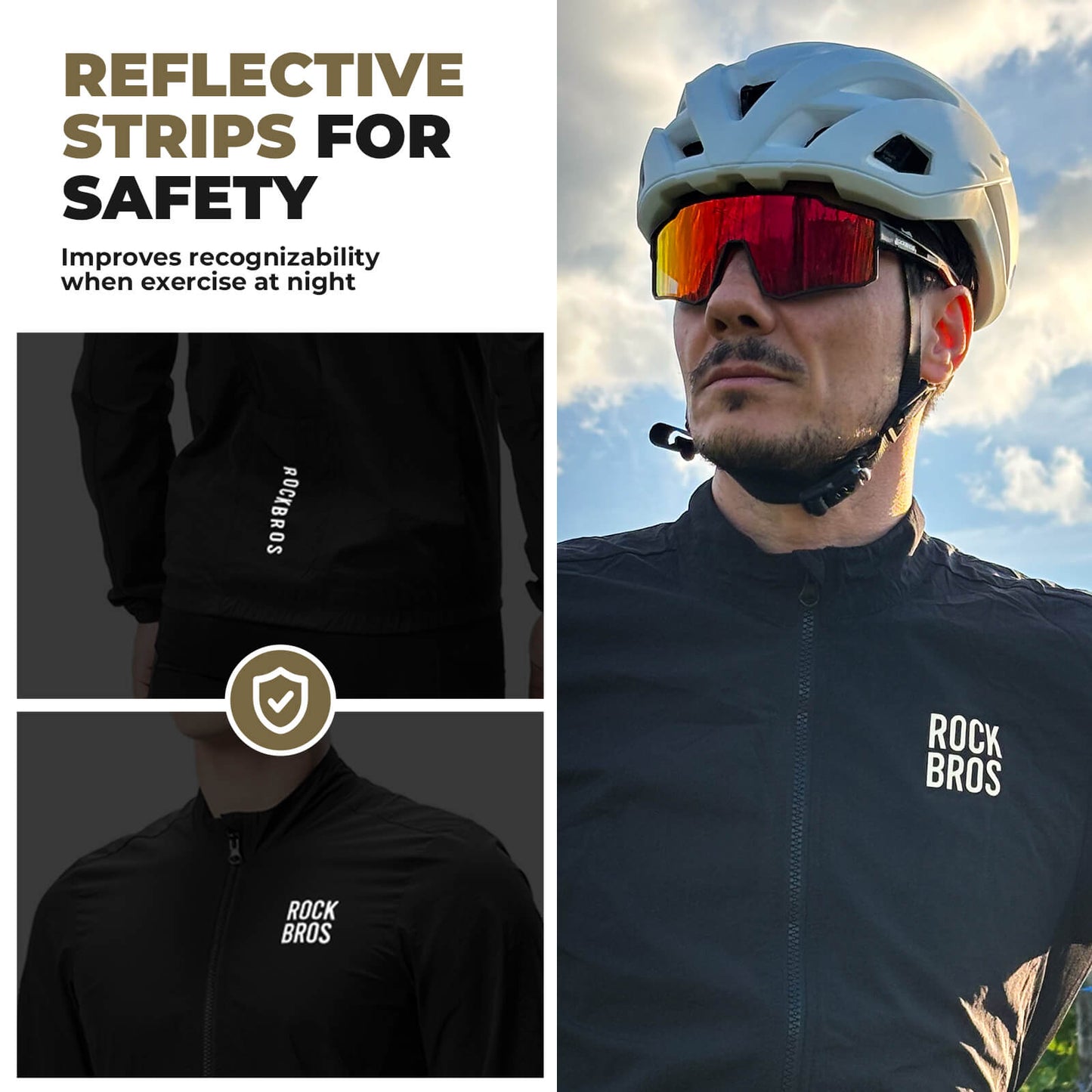 ROCKBROS Long-Seeved Cycling Windbreaker Jacket Foldable