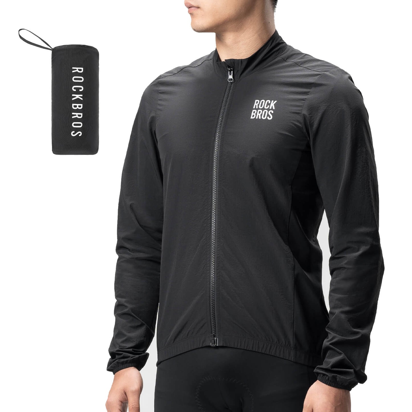ROCKBROS Long-Seeved Cycling Windbreaker Jacket Foldable