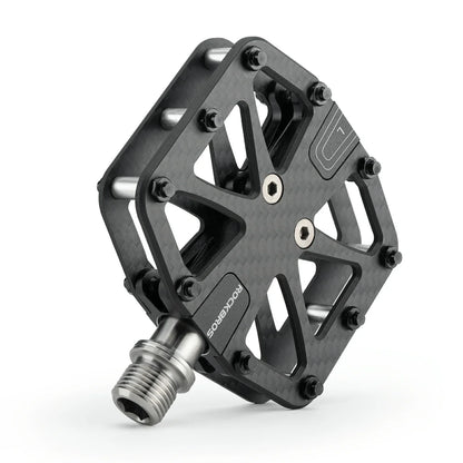 ROCKBROS Carbon Fiber Bike Pedals Lightweight 3-Bearing Non-Slip 9/16" Wide Flat