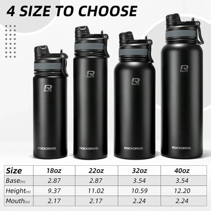 ROCKBROS Stainless Steel Insulated Water Bottle with Straw