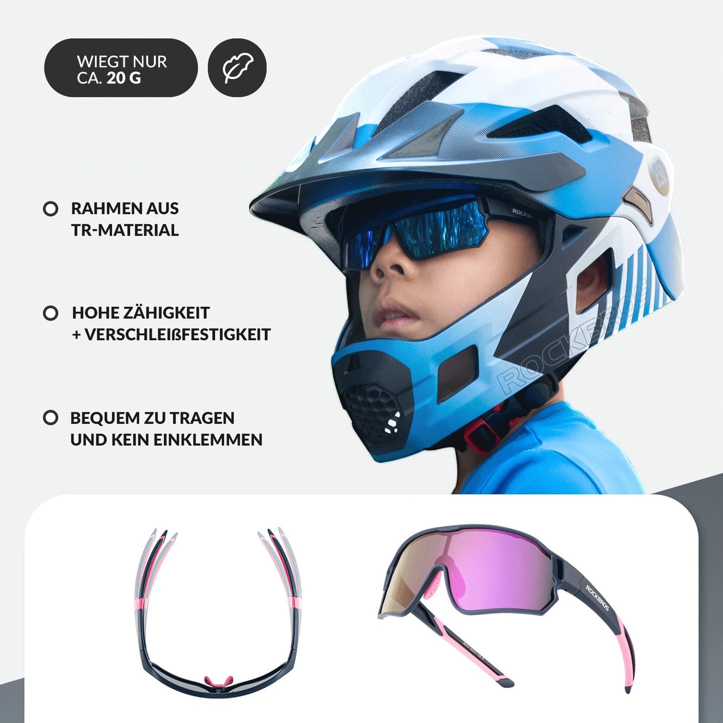 ROCKBROS Kids Polarized Cycling Sunglasses UV400 Bike Glasses
